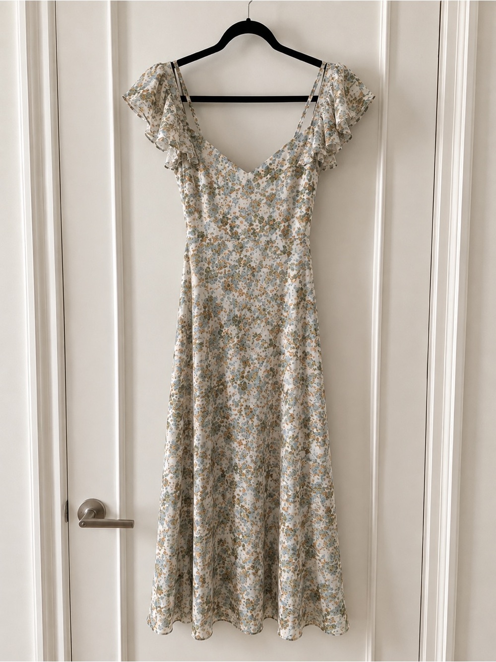 Floral Ruffle Strappy Back Maxi Dress